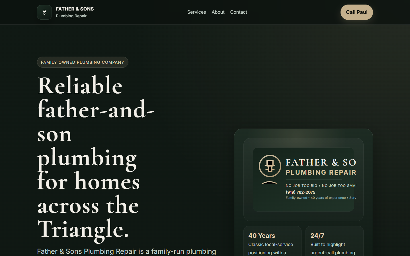 Father and Sons Plumbing website