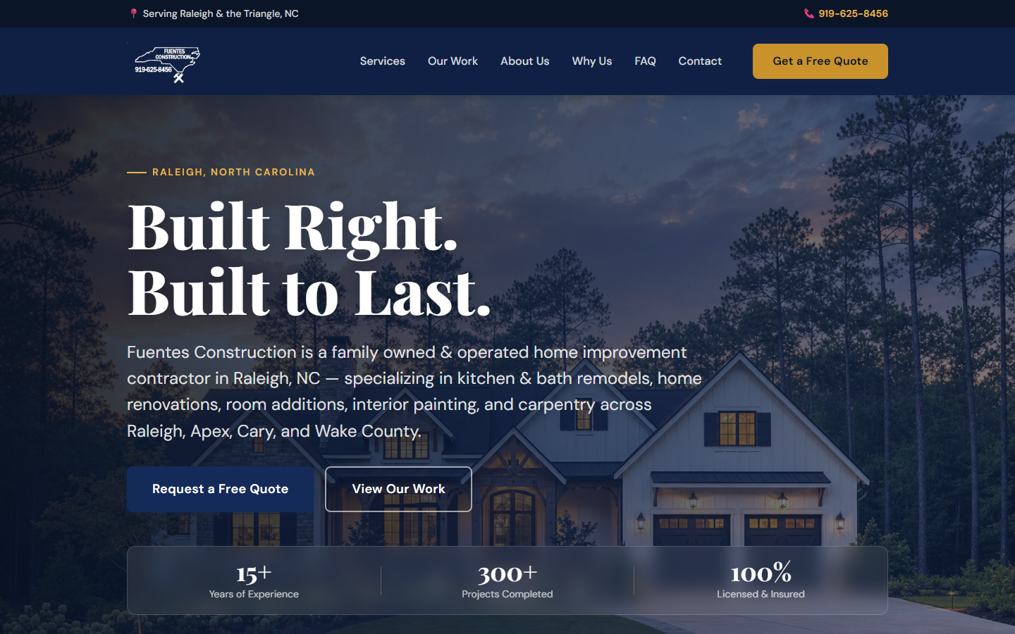 Fuentes Construction website